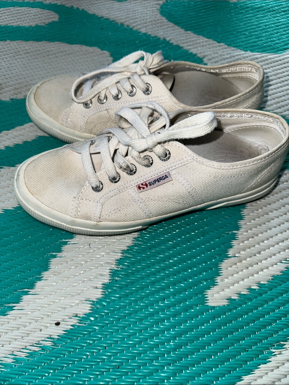 Superga White Canvas Low-Profile Lace-Up Sneakers 37 1/2